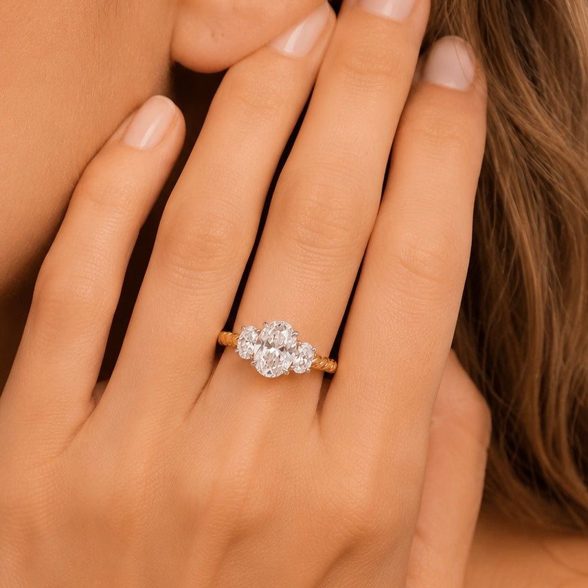 9ct Oval Lab Diamond Rope Ring