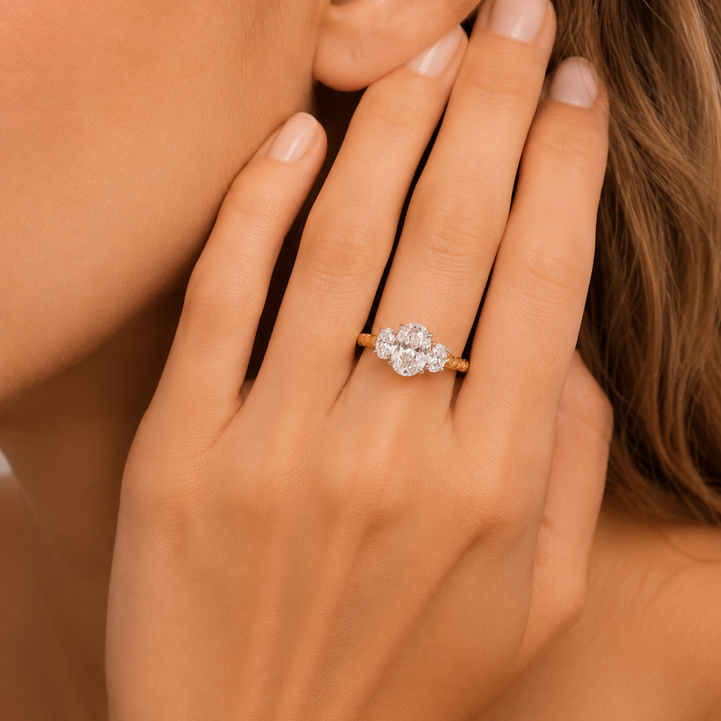 9ct Oval Lab Diamond Rope Ring