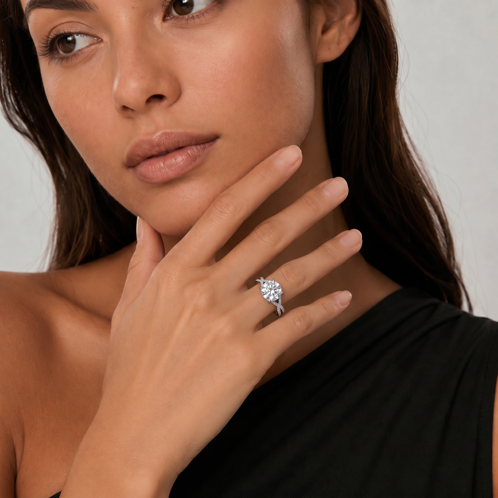 Round Moissanite Infinity Twist Ring
