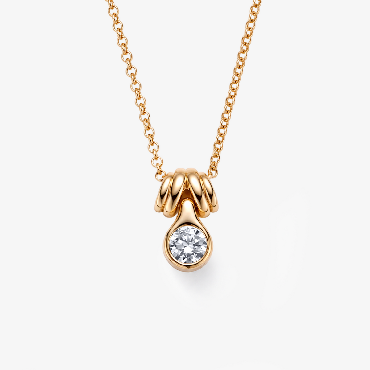 Moissanite Bezel Knot Pendant Necklace