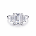 Emerald Moissanite Three Stone Step Ring