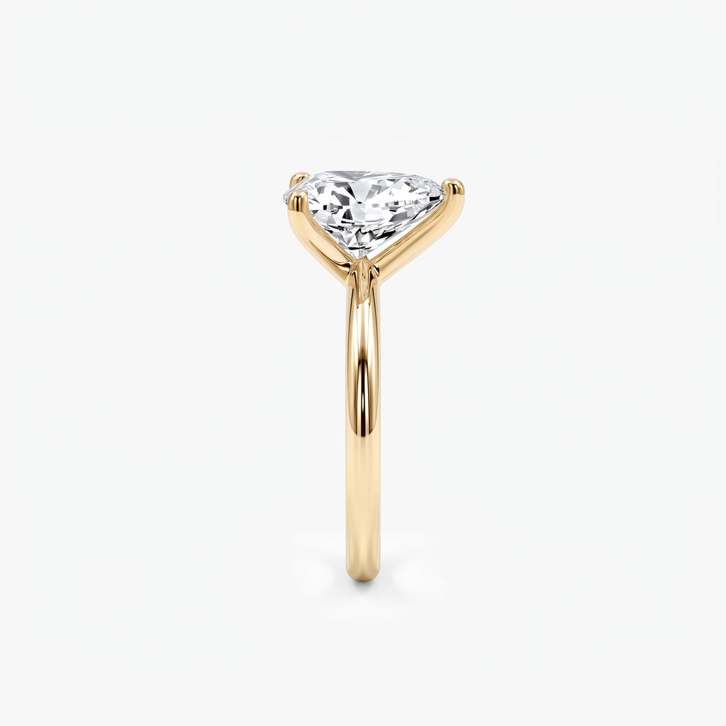 Pear Moissanite Solitaire Plain Band Ring