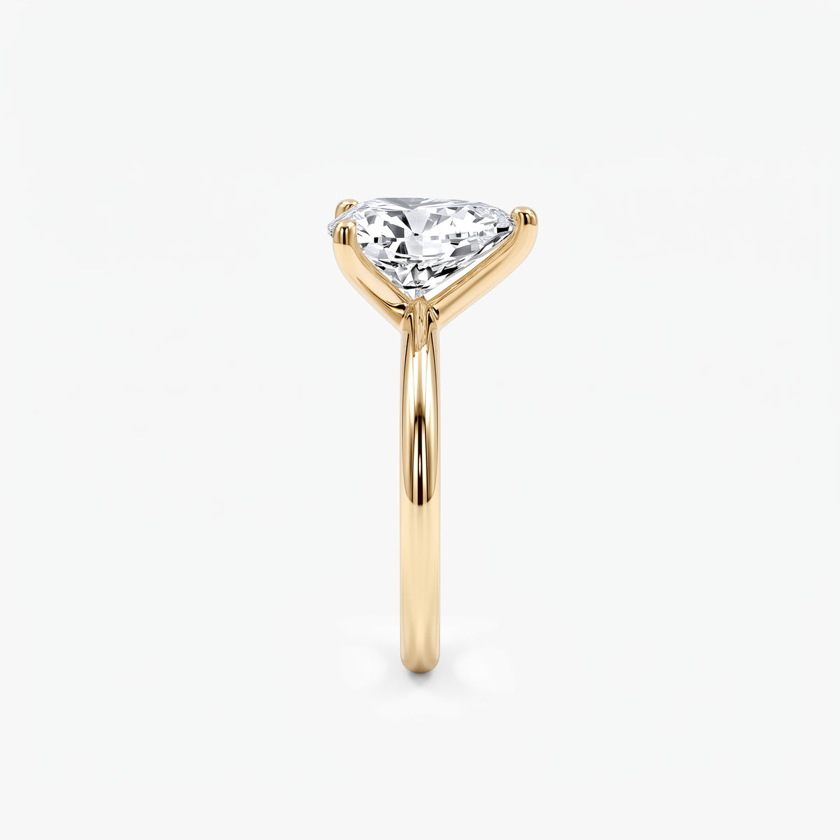 Pear Moissanite Solitaire Plain Band Ring