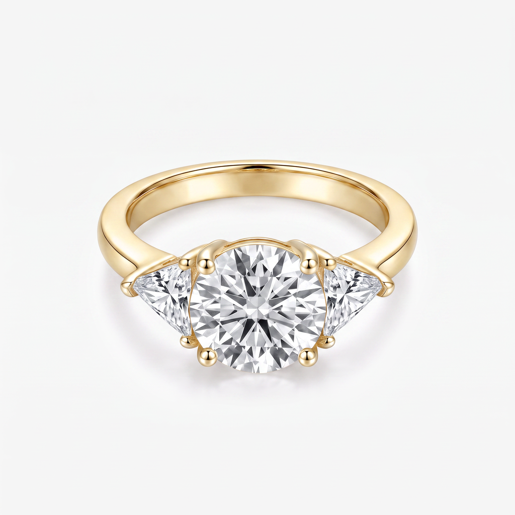 Round Moissanite Trillion Three Stone Ring