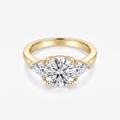 Round Moissanite Trillion Three Stone Ring