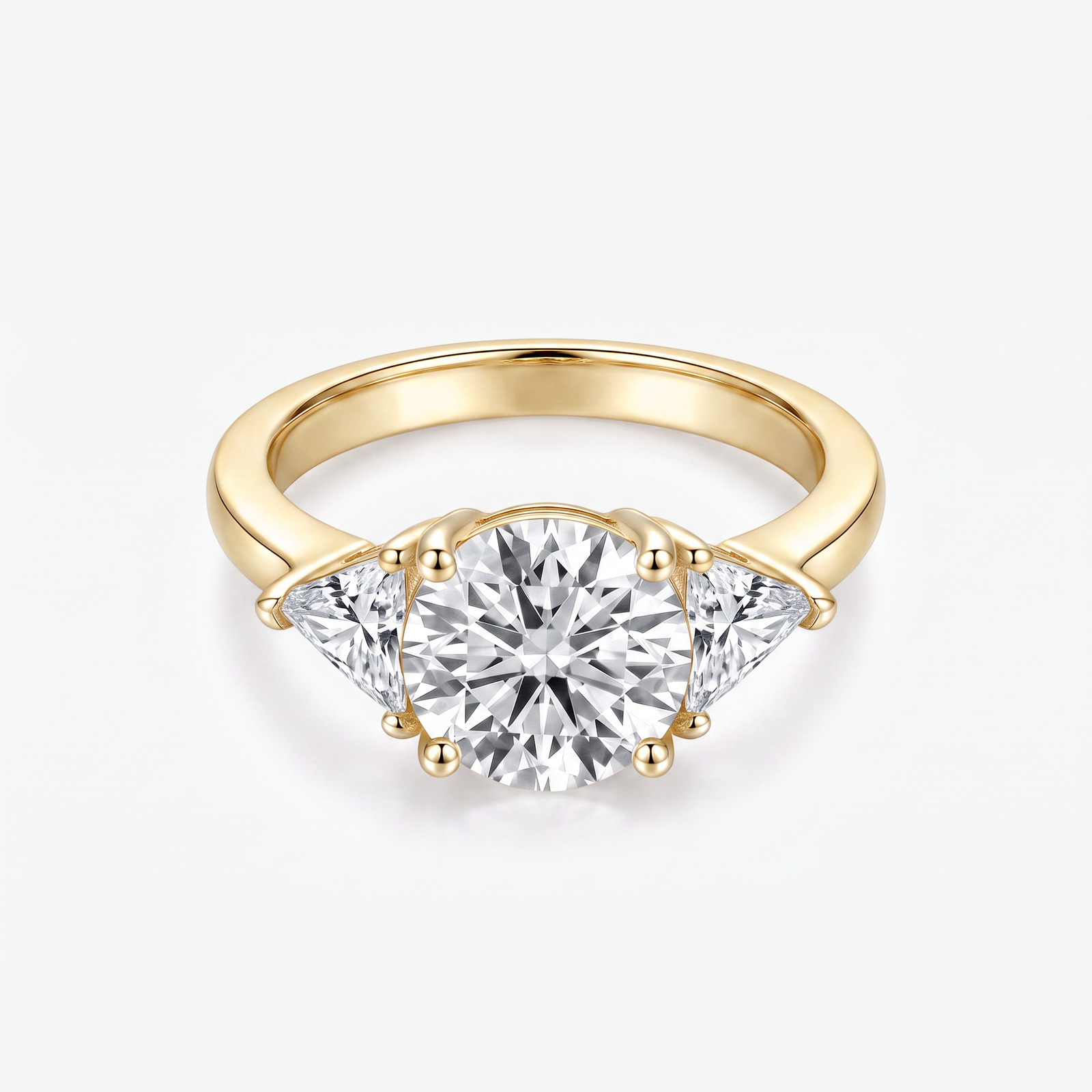 Round Moissanite Trillion Three Stone Ring