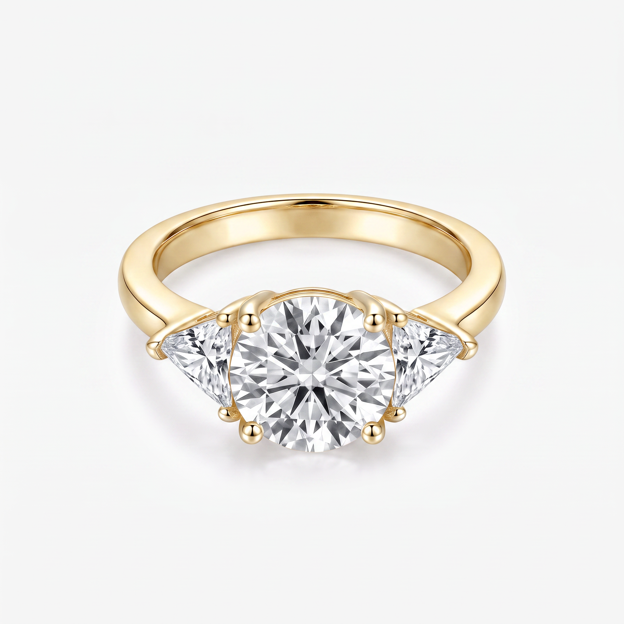 Round Moissanite Trillion Three Stone Ring