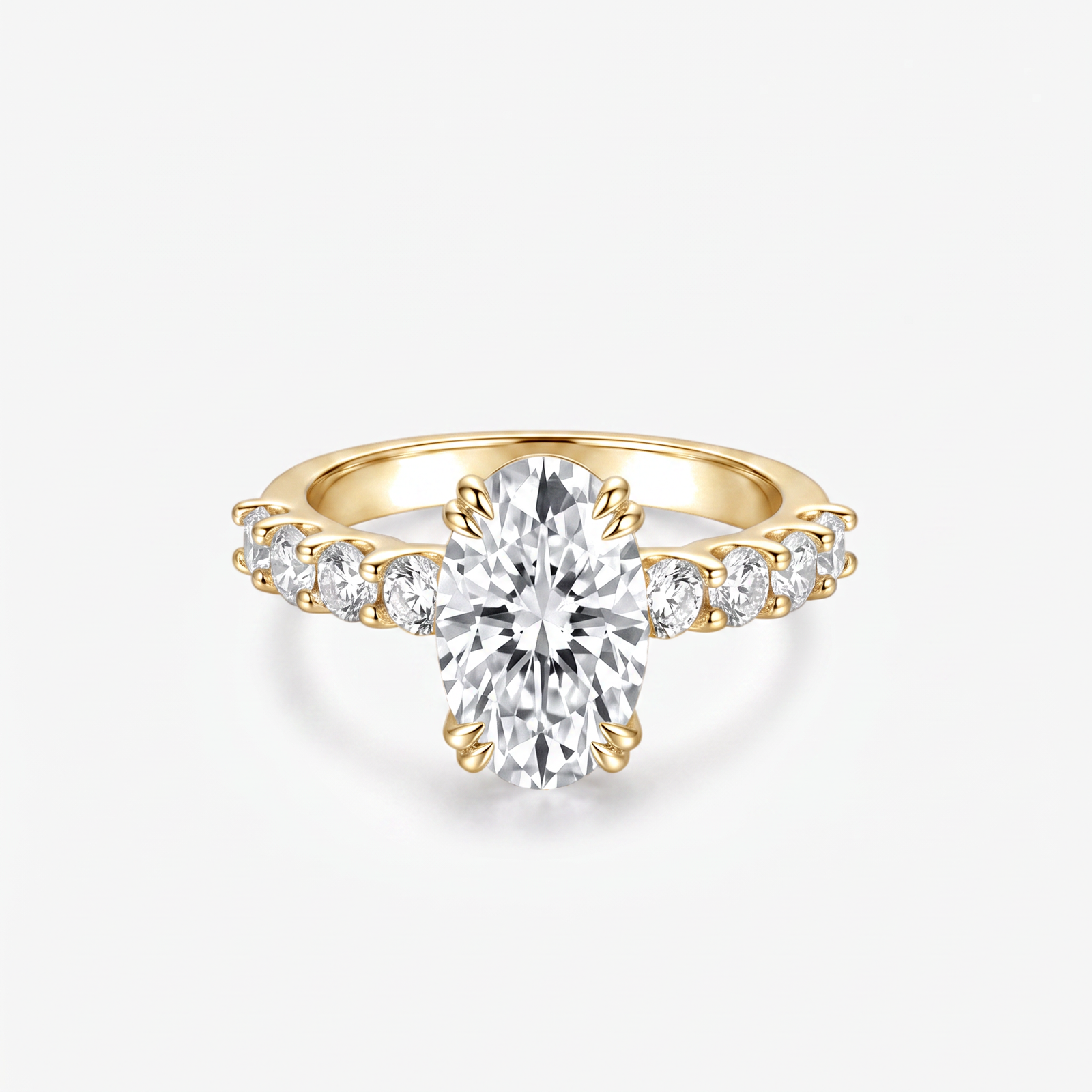 Oval Moissanite Graduated Shoulder Ring