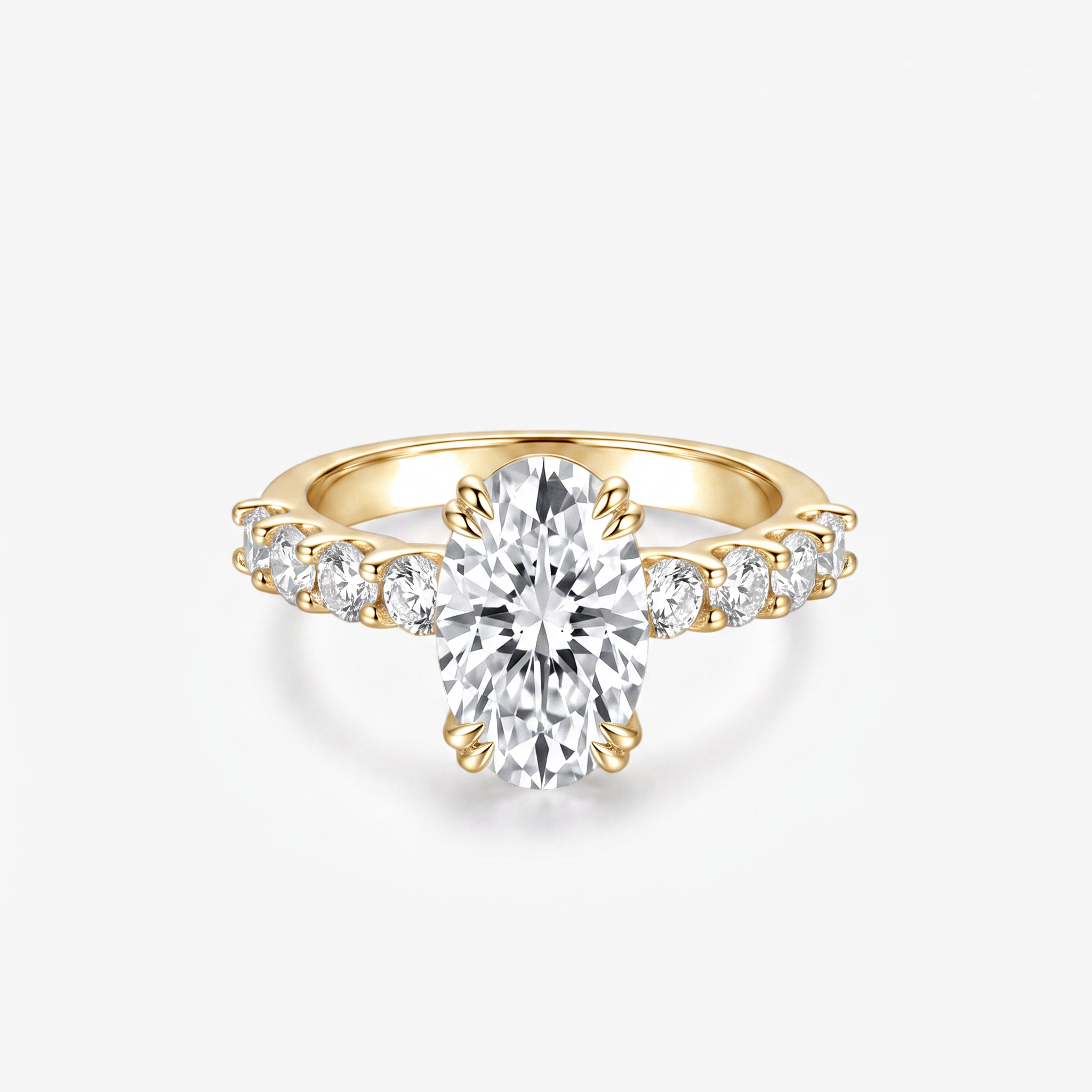 Oval Moissanite Graduated Shoulder Ring