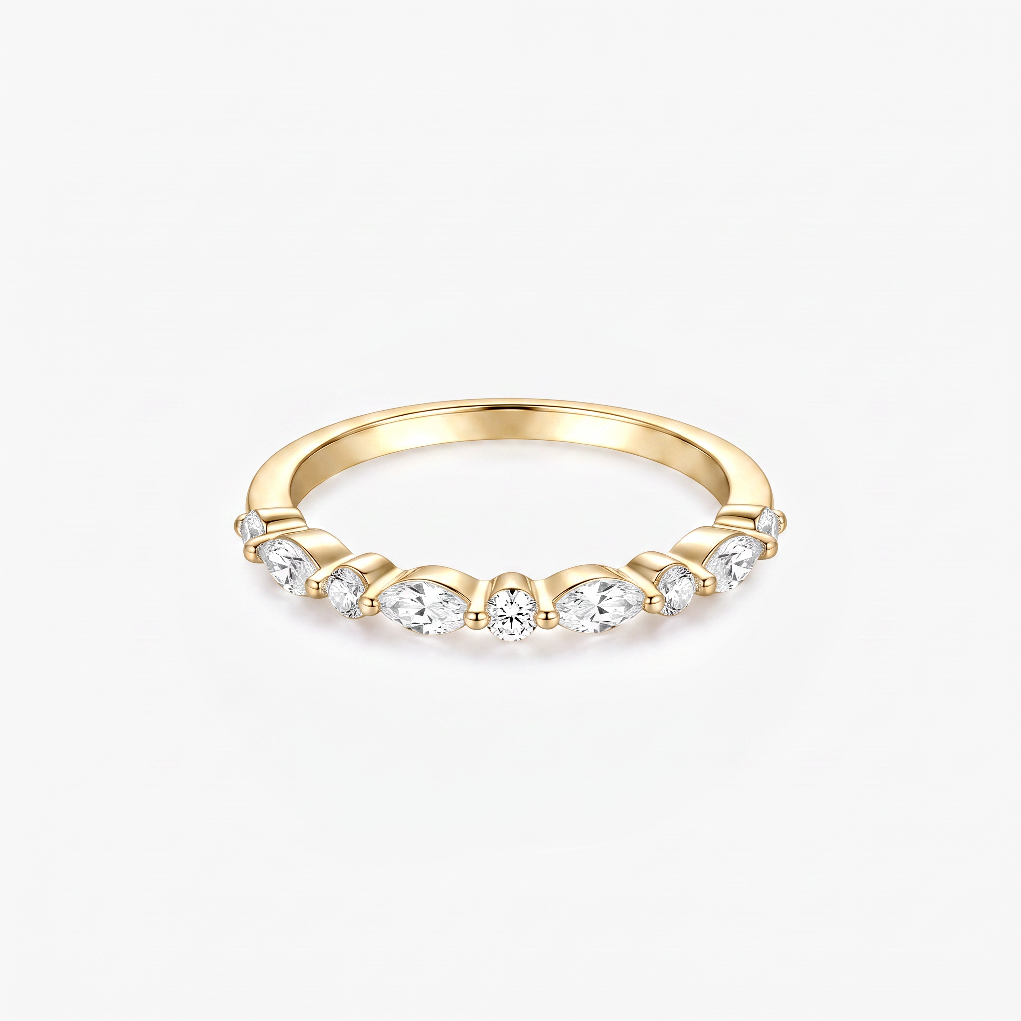 Marquise Round Alternating Half Eternity Ring