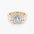 Emerald Moissanite Baguette Three Stone Ring