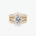 Round Moissanite Crown Bridal Ring Set