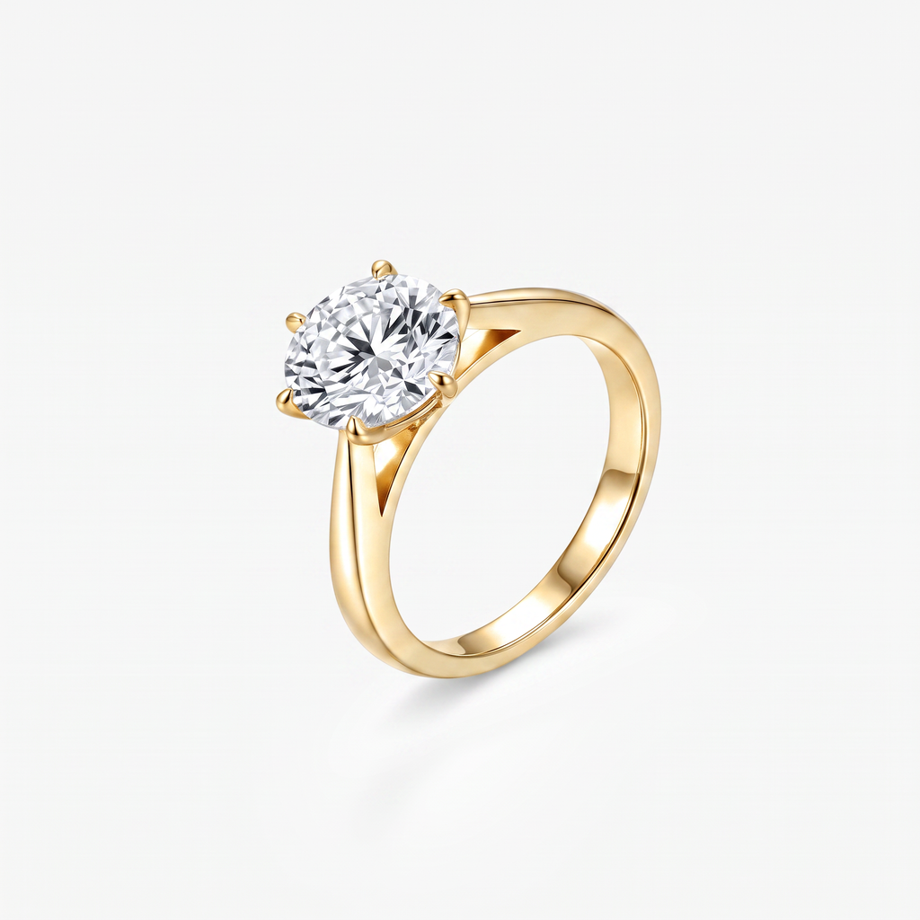 Round Moissanite Six Prong Solitaire Ring