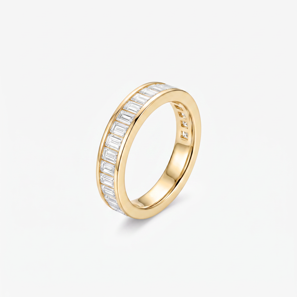 Emerald Moissanite Channel Half Eternity Band