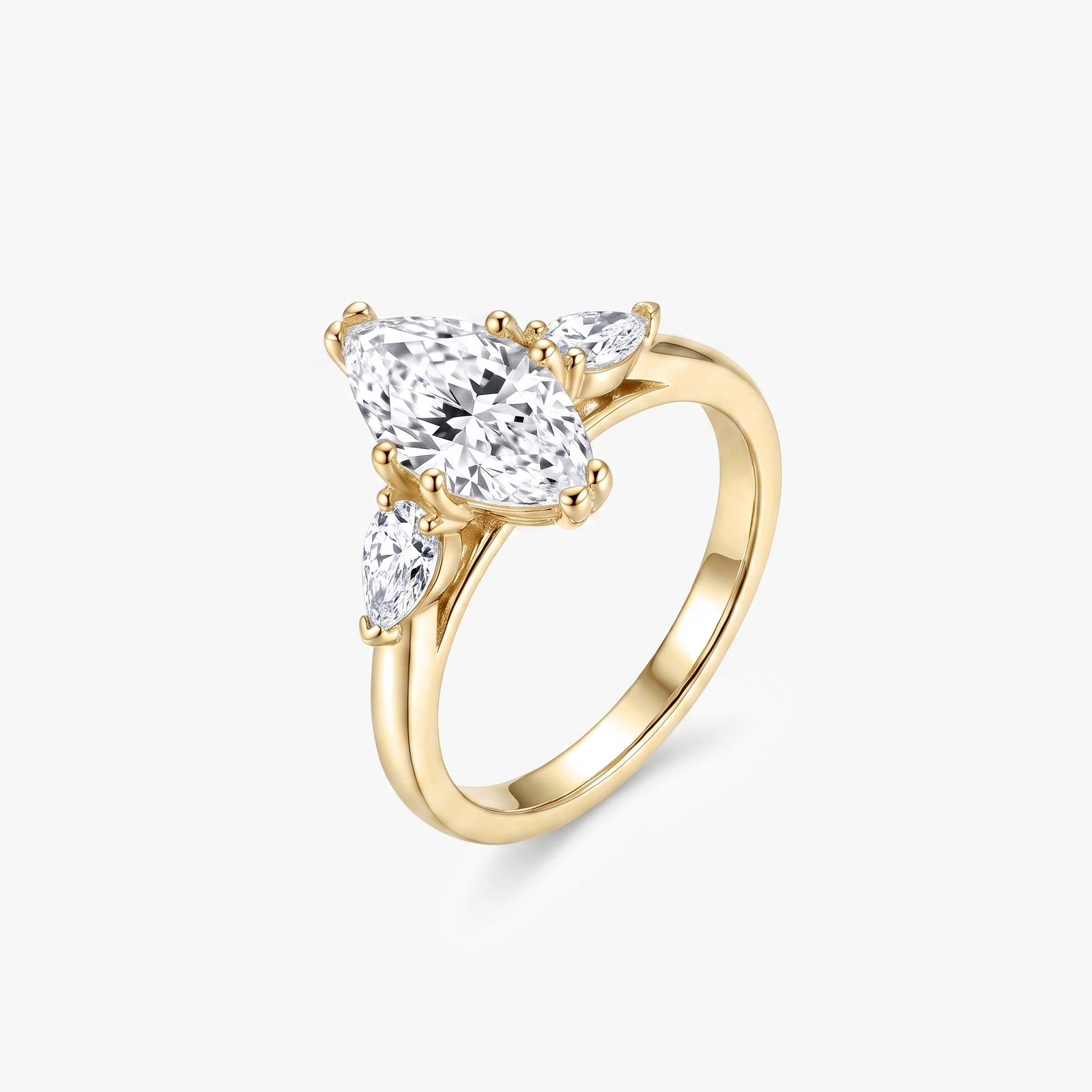 Marquise Moissanite Three Stone Ring