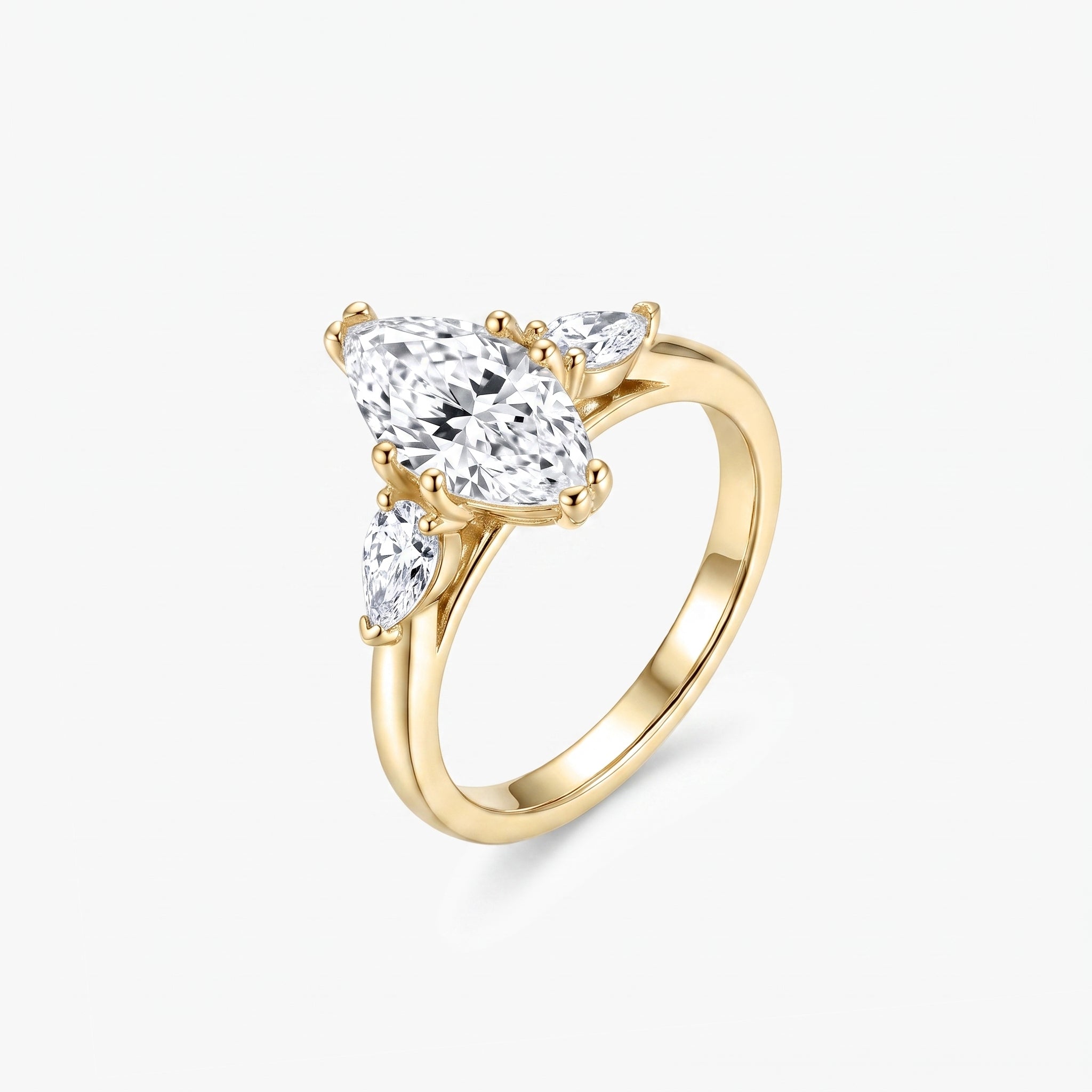 Marquise Moissanite Three Stone Ring