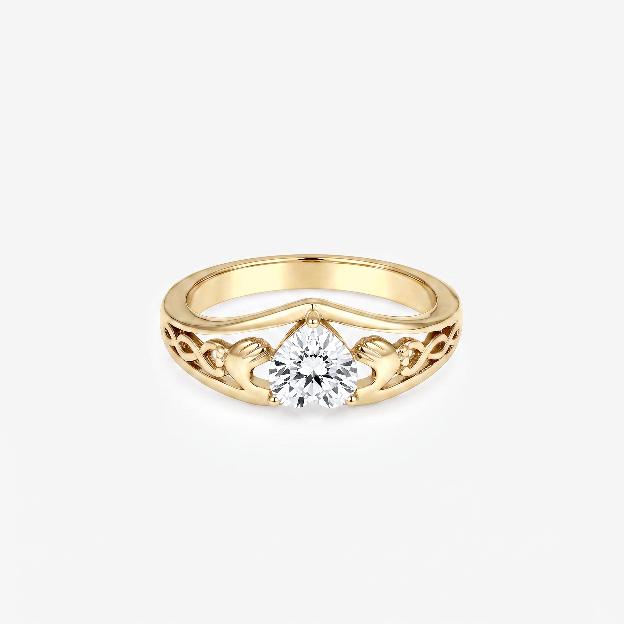 Heart Moissanite Celtic Claddagh Ring