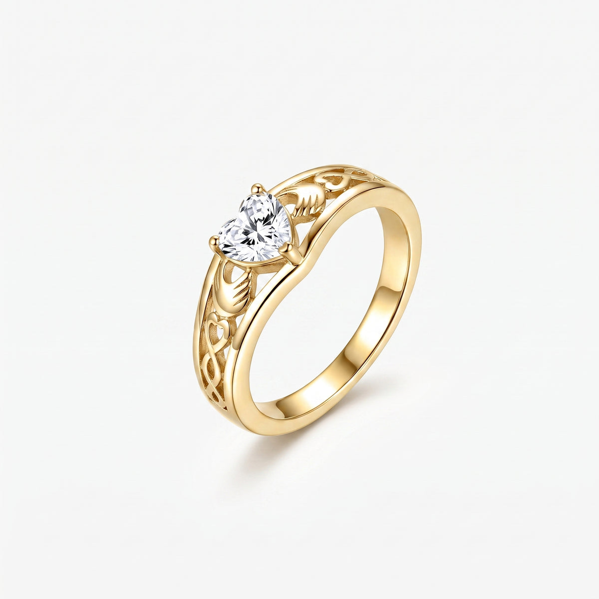Heart Moissanite Celtic Claddagh Ring