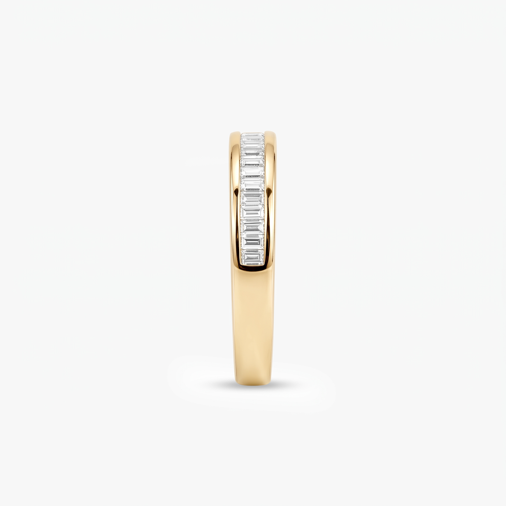 Emerald Moissanite Channel Half Eternity Band