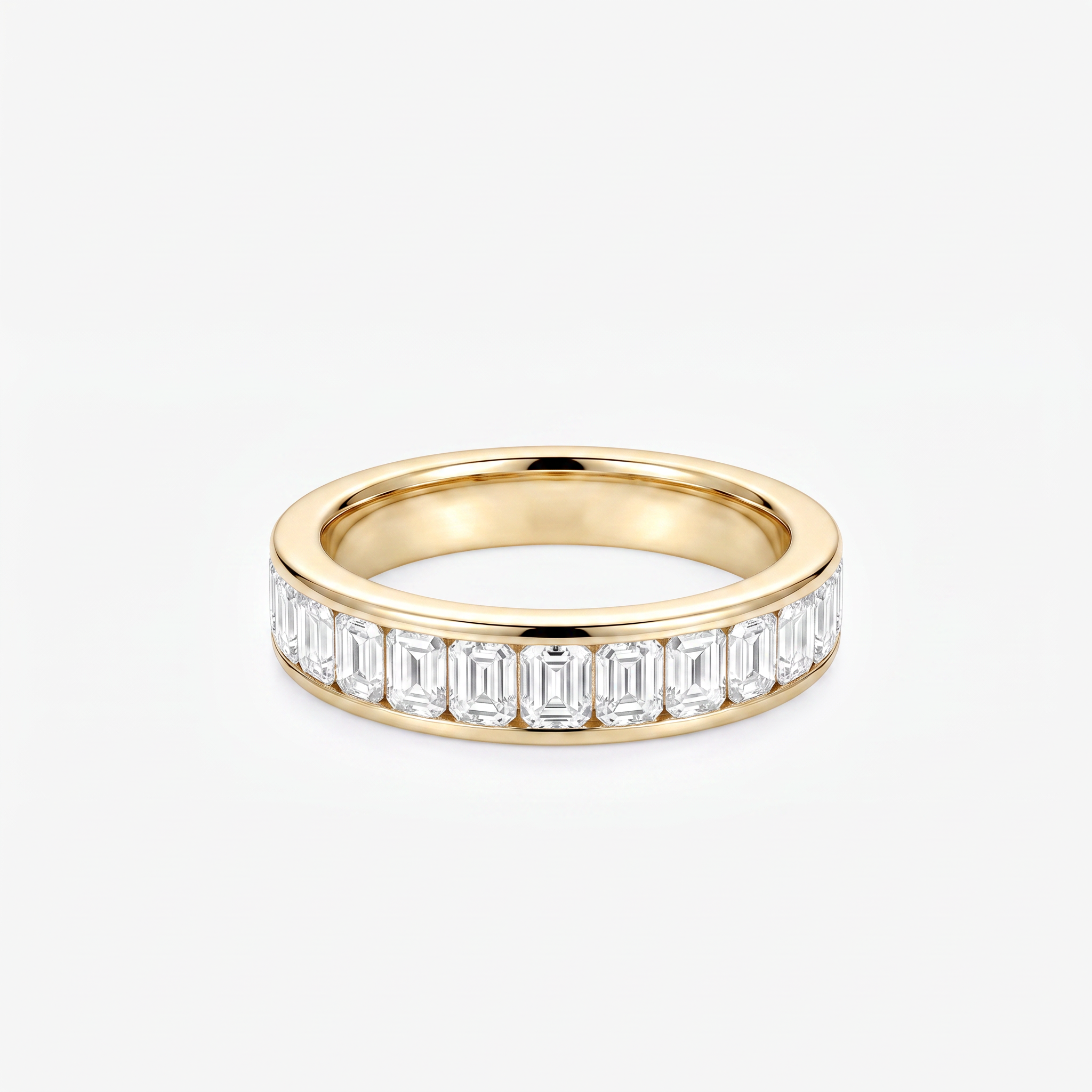 Emerald Moissanite Channel Half Eternity Band