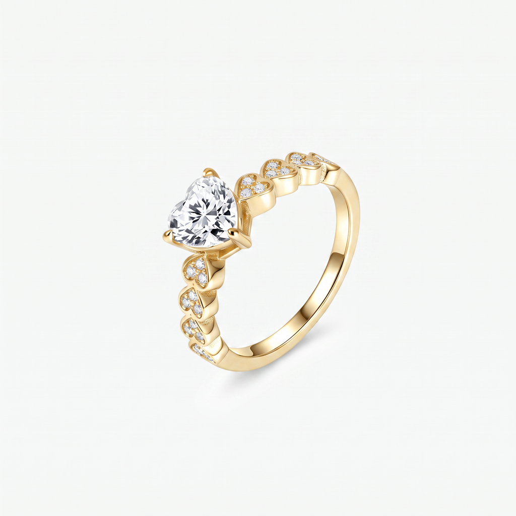 Heart Moissanite Pavé Heart Band Ring