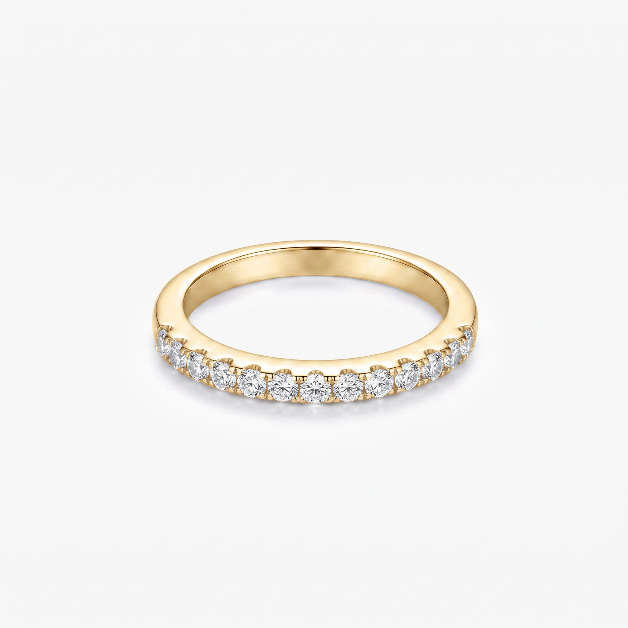 Round Moissanite Pavé Half Eternity Band