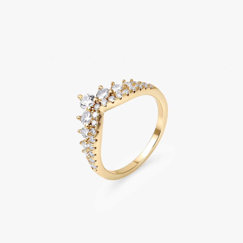Round Moissanite Double Layer Crown Ring