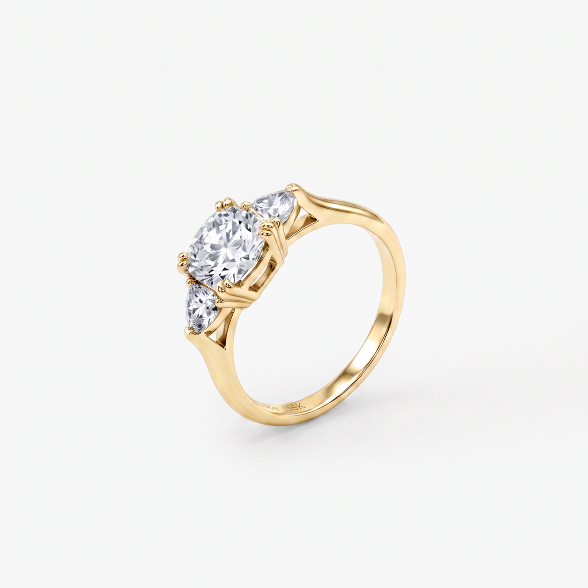 Cushion Moissanite Trillion Three Stone Ring