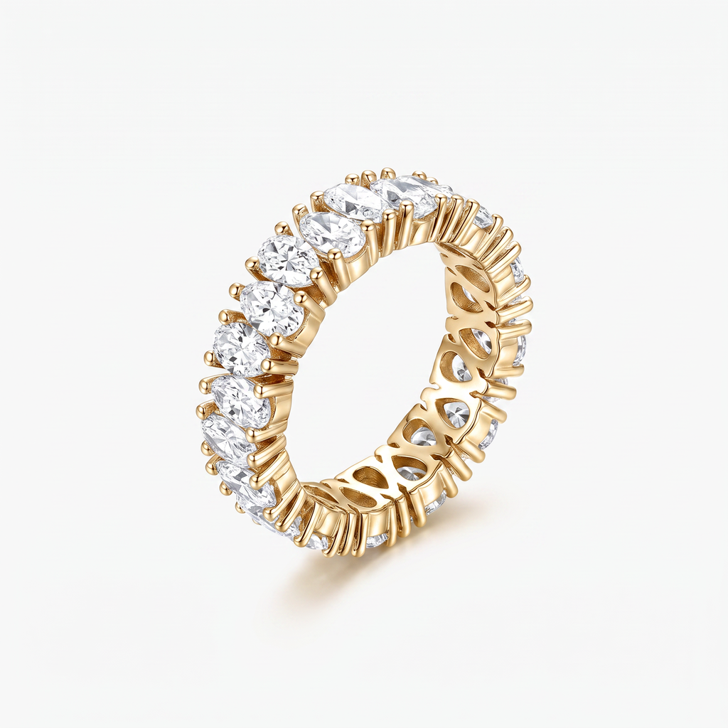 Pear Moissanite Full Eternity Band Ring
