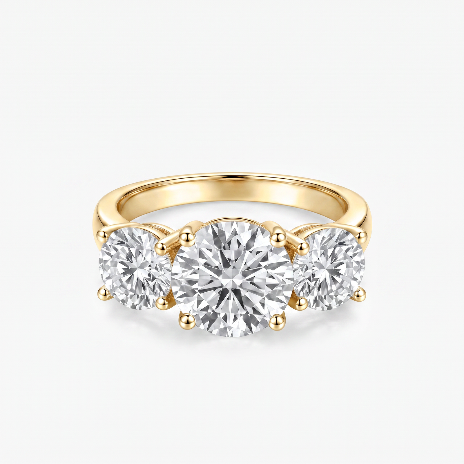 Round Moissanite Three Stone Ring