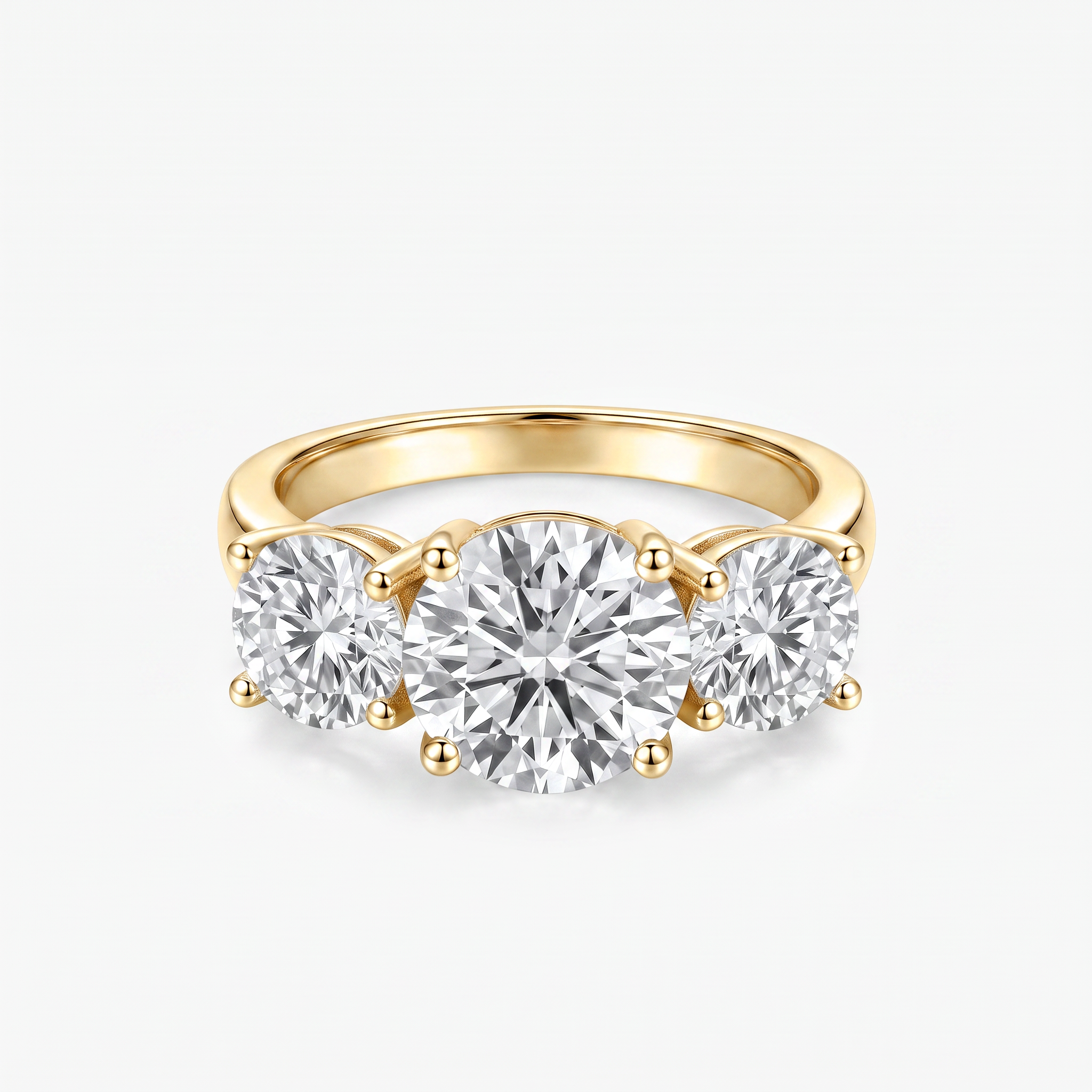 Round Moissanite Three Stone Ring