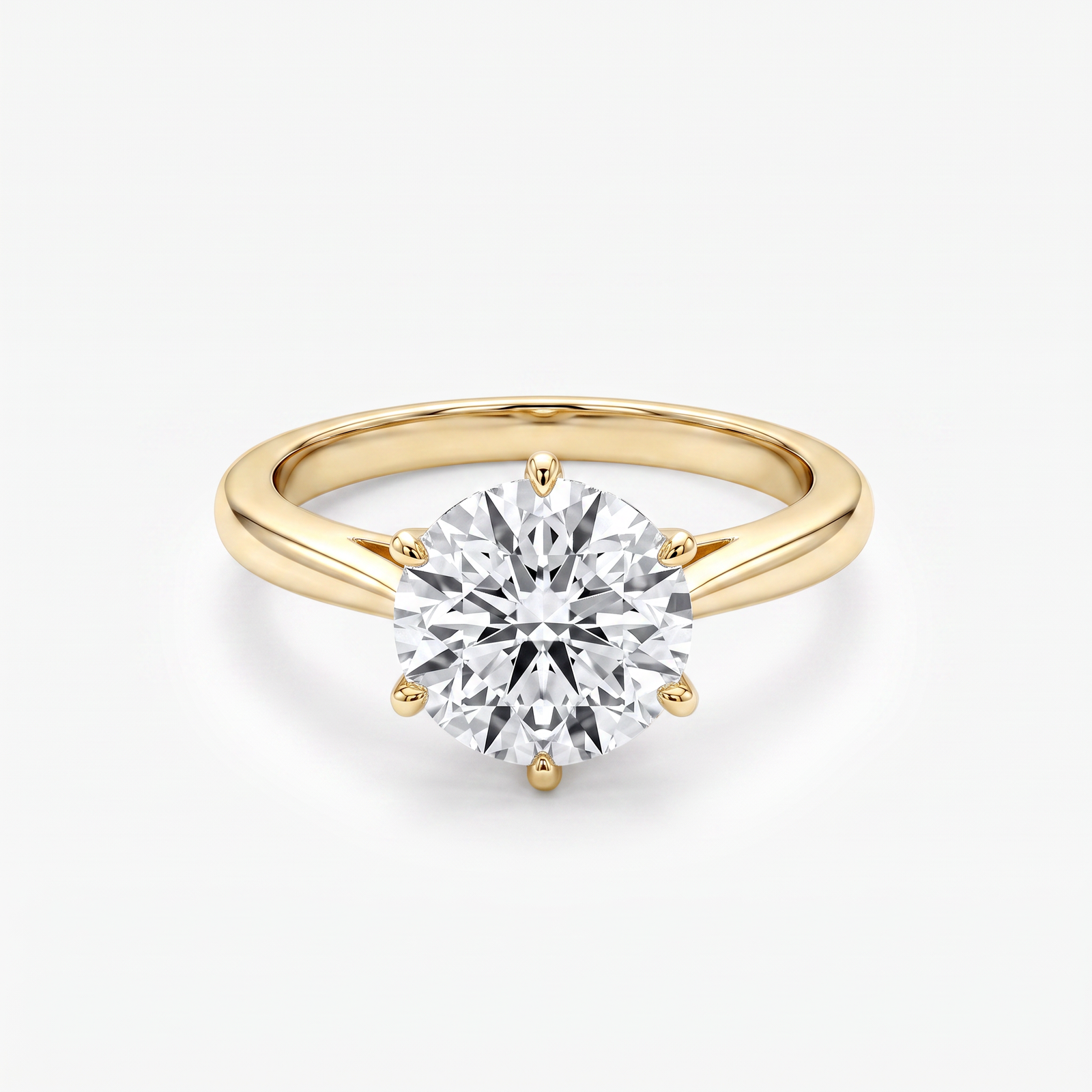 Round Moissanite Six Prong Solitaire Ring