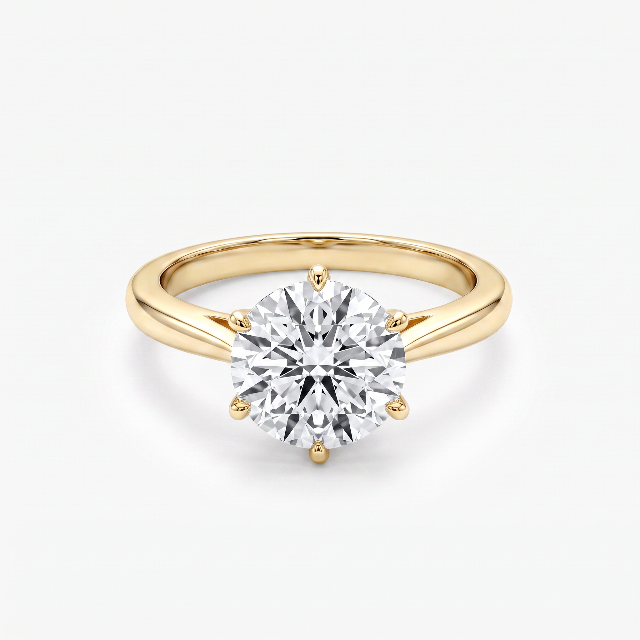 Round Moissanite Six Prong Solitaire Ring