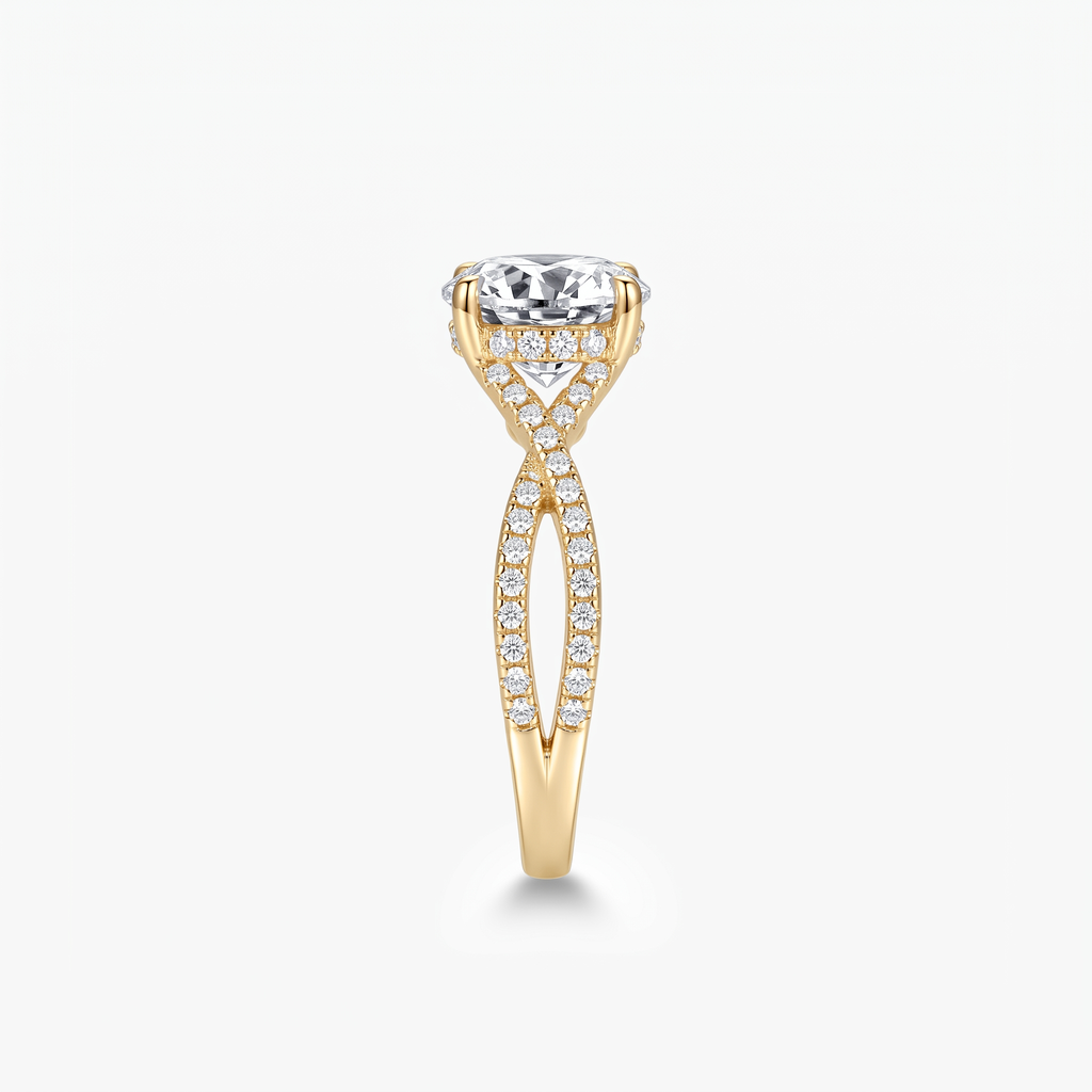 Round Moissanite Infinity Twist Ring