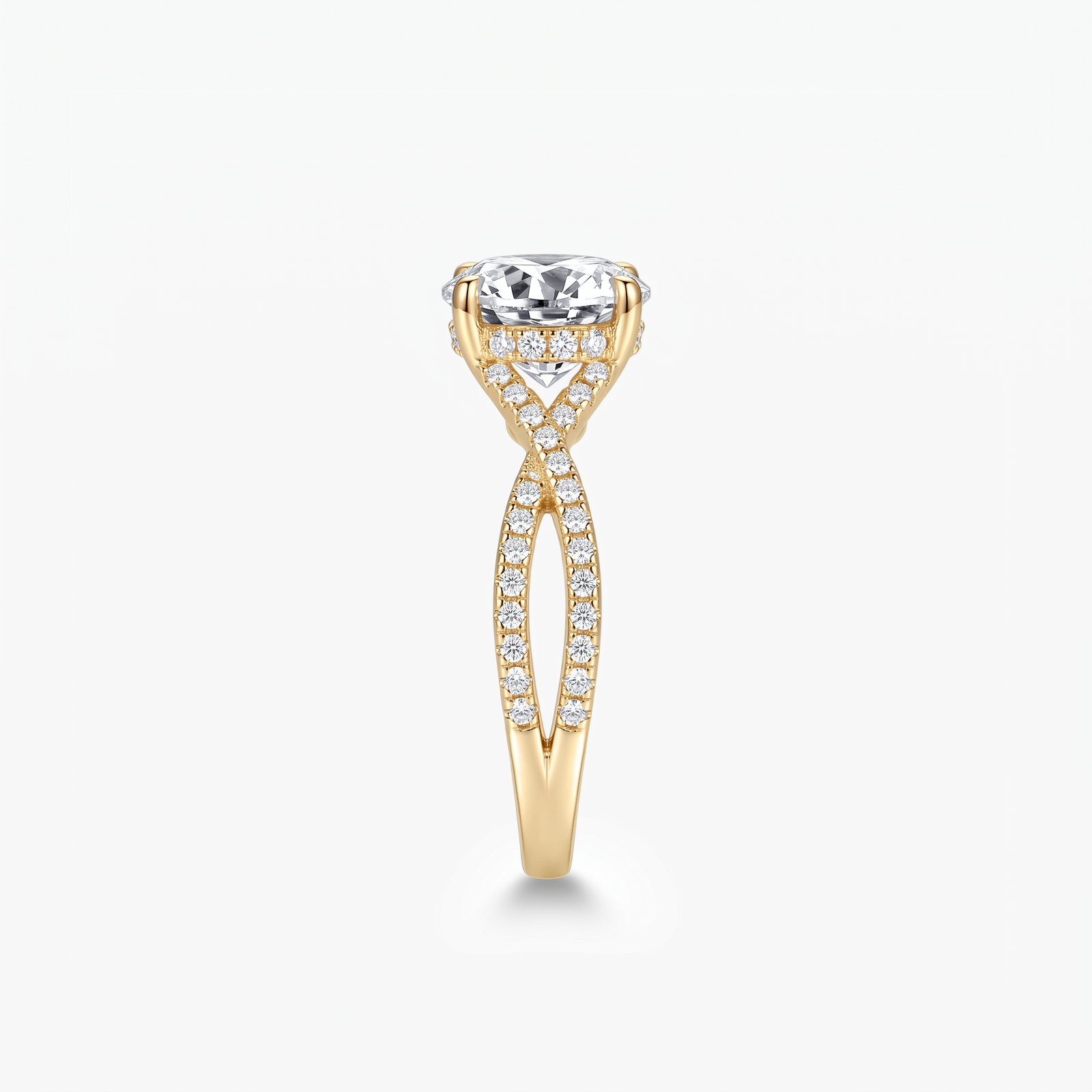 Round Moissanite Infinity Twist Ring