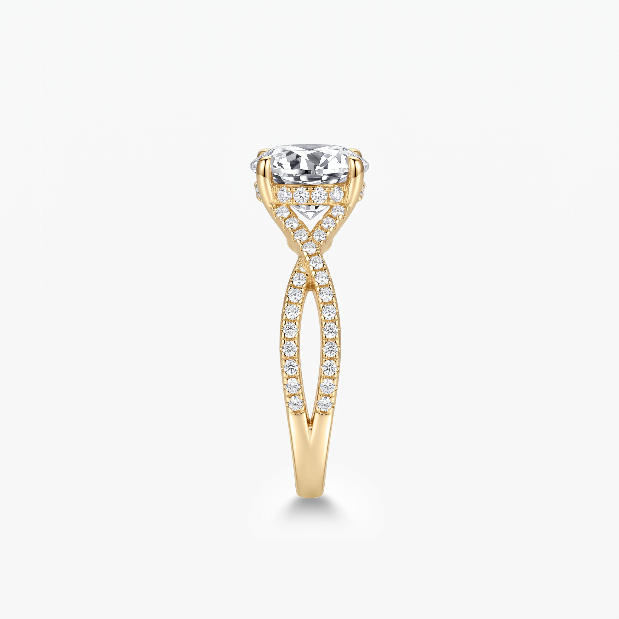 Round Moissanite Infinity Twist Ring