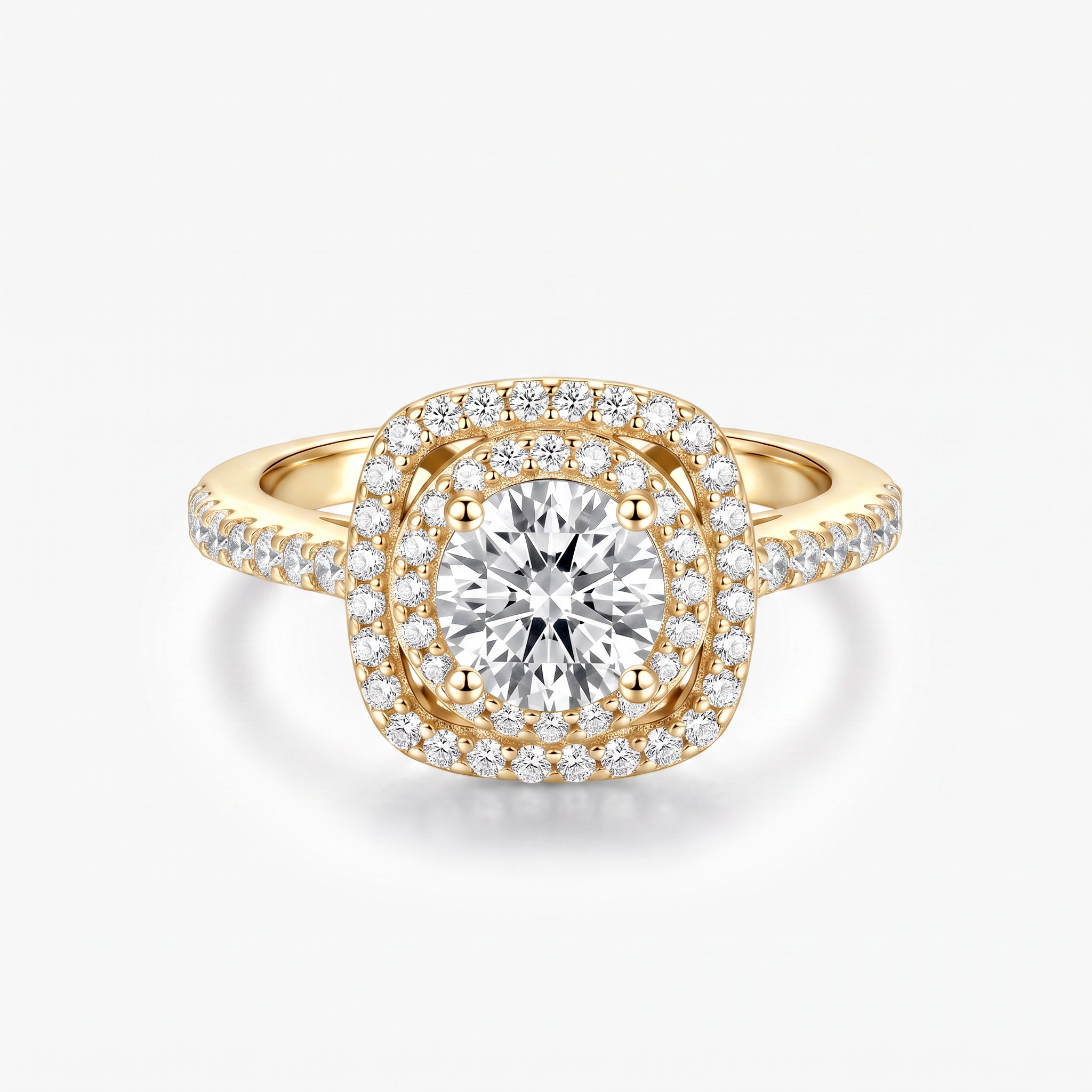 Round Moissanite Double Halo Ring