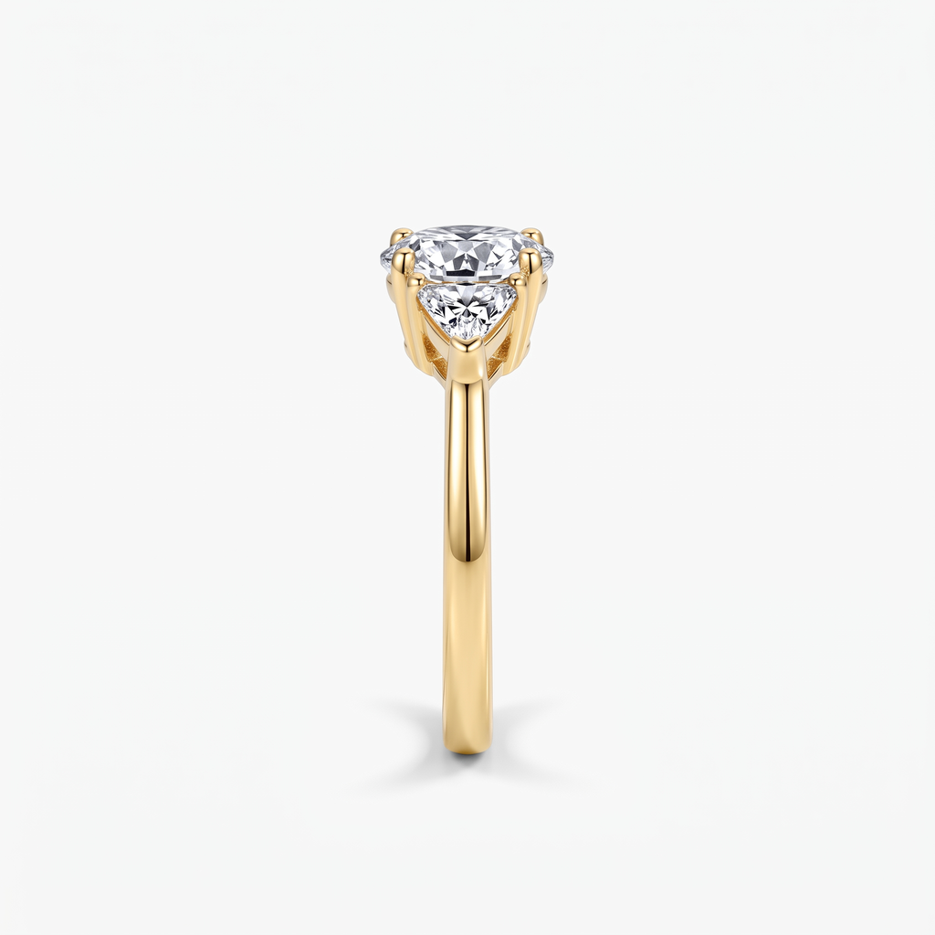 Round Moissanite Trillion Three Stone Ring