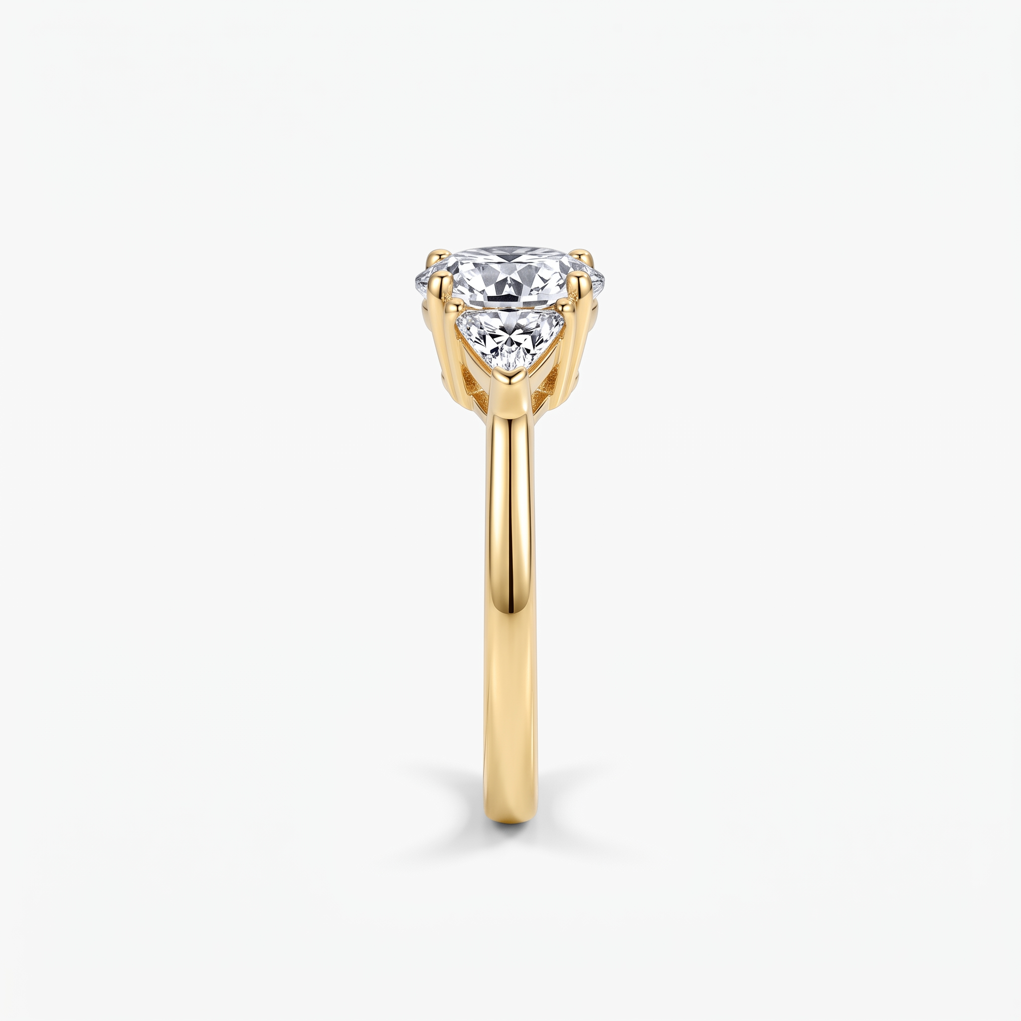 Round Moissanite Trillion Three Stone Ring