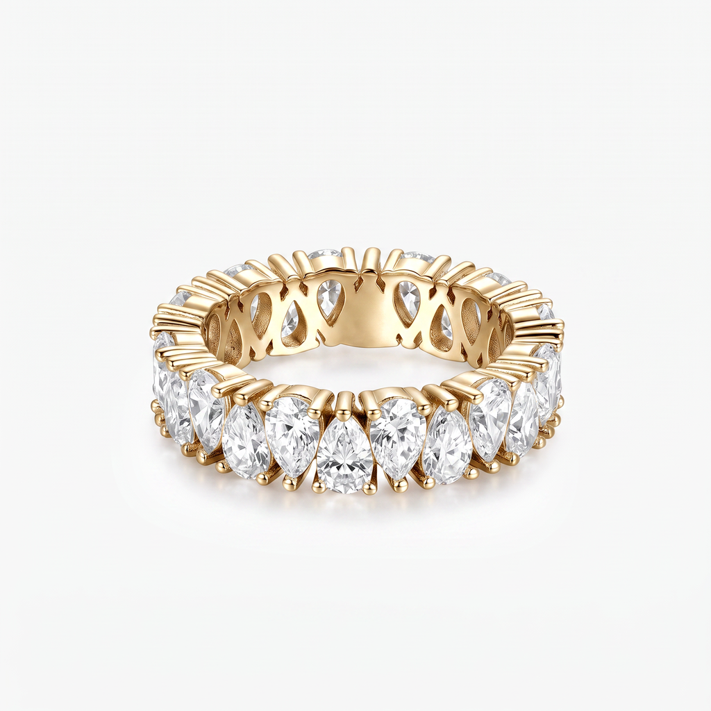 Pear Moissanite Full Eternity Band Ring