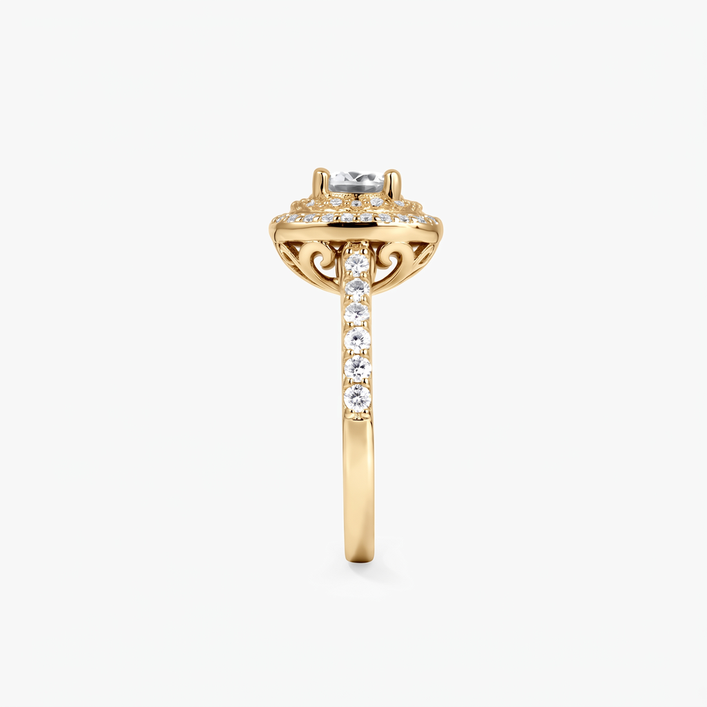 Round Moissanite Double Halo Ring