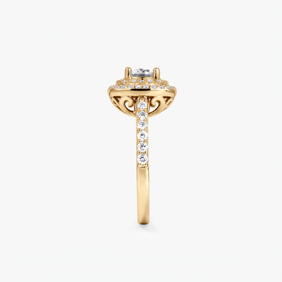 Round Moissanite Double Halo Ring