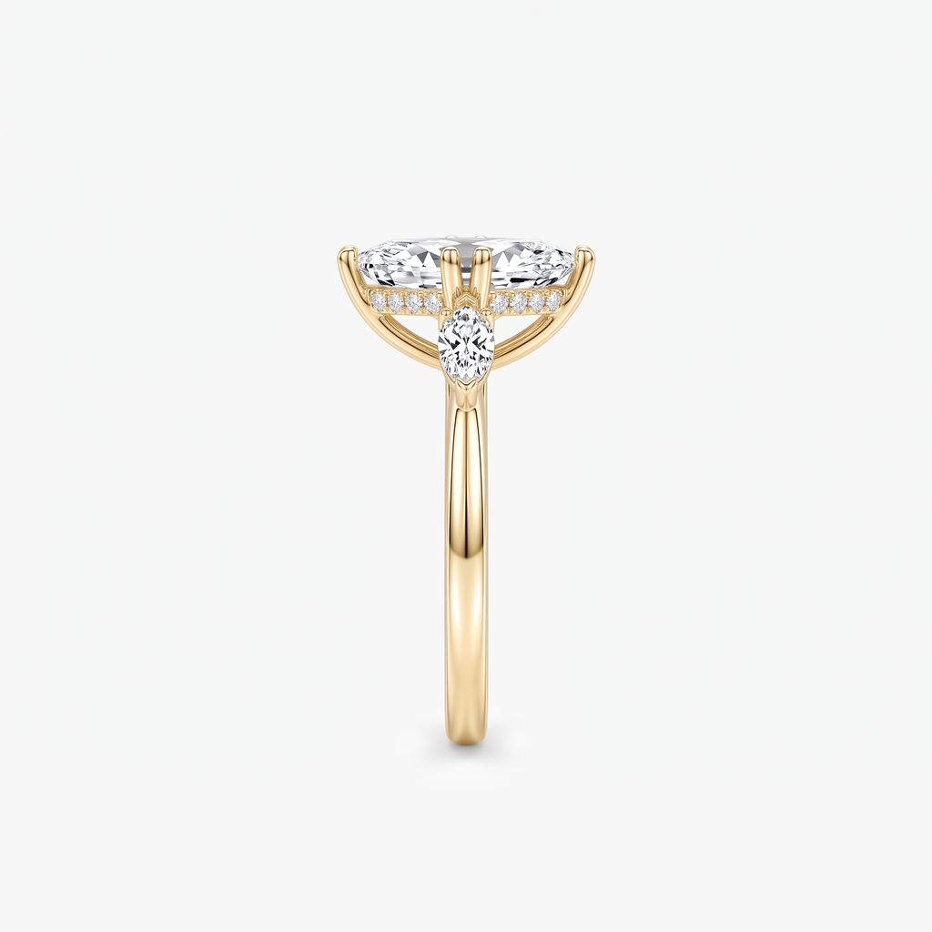 Marquise Moissanite Three Stone Ring