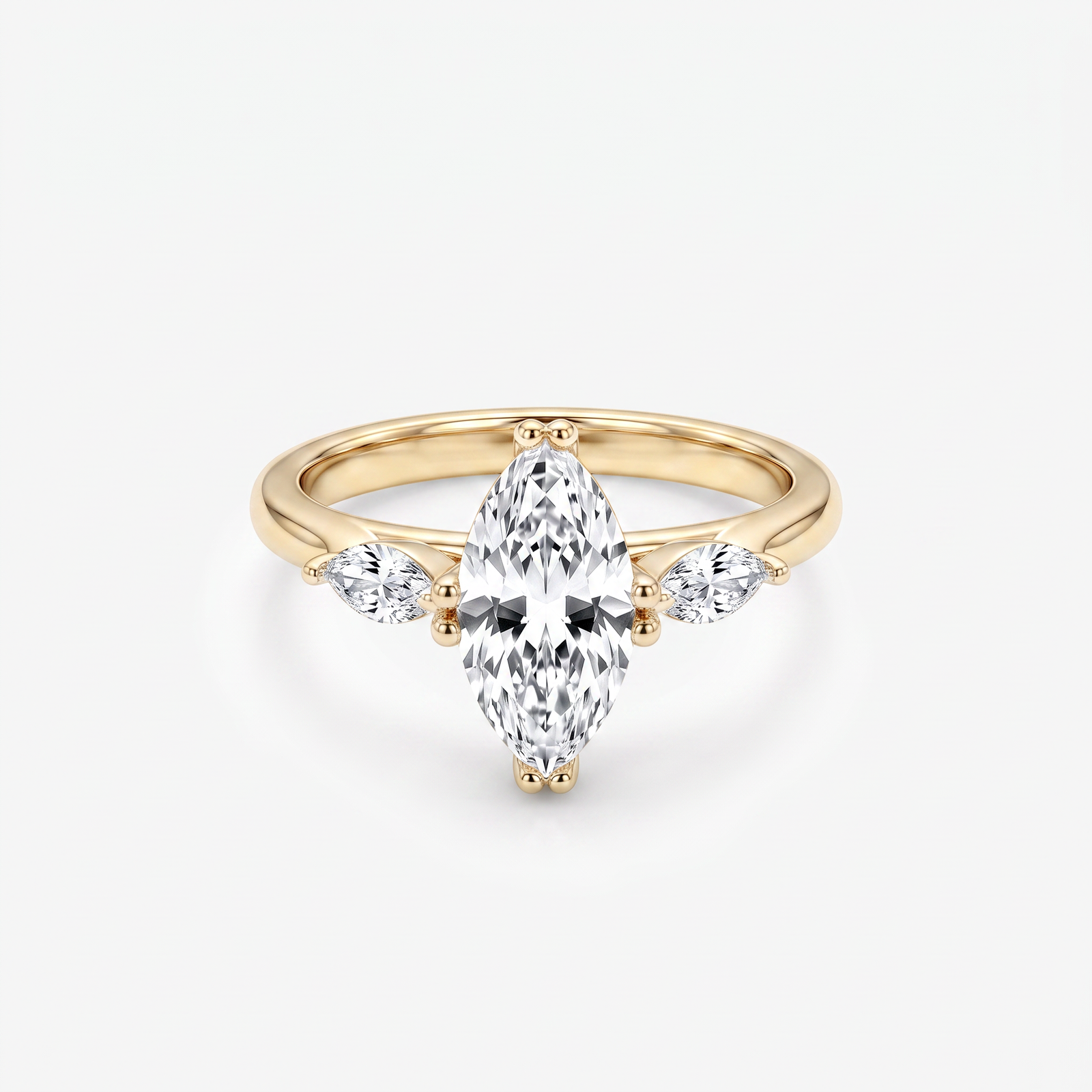 Marquise Moissanite Three Stone Ring