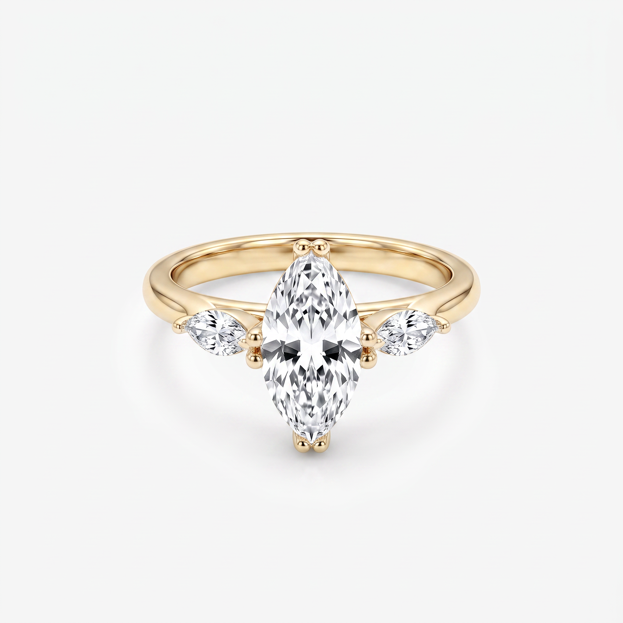 Marquise Moissanite Three Stone Ring