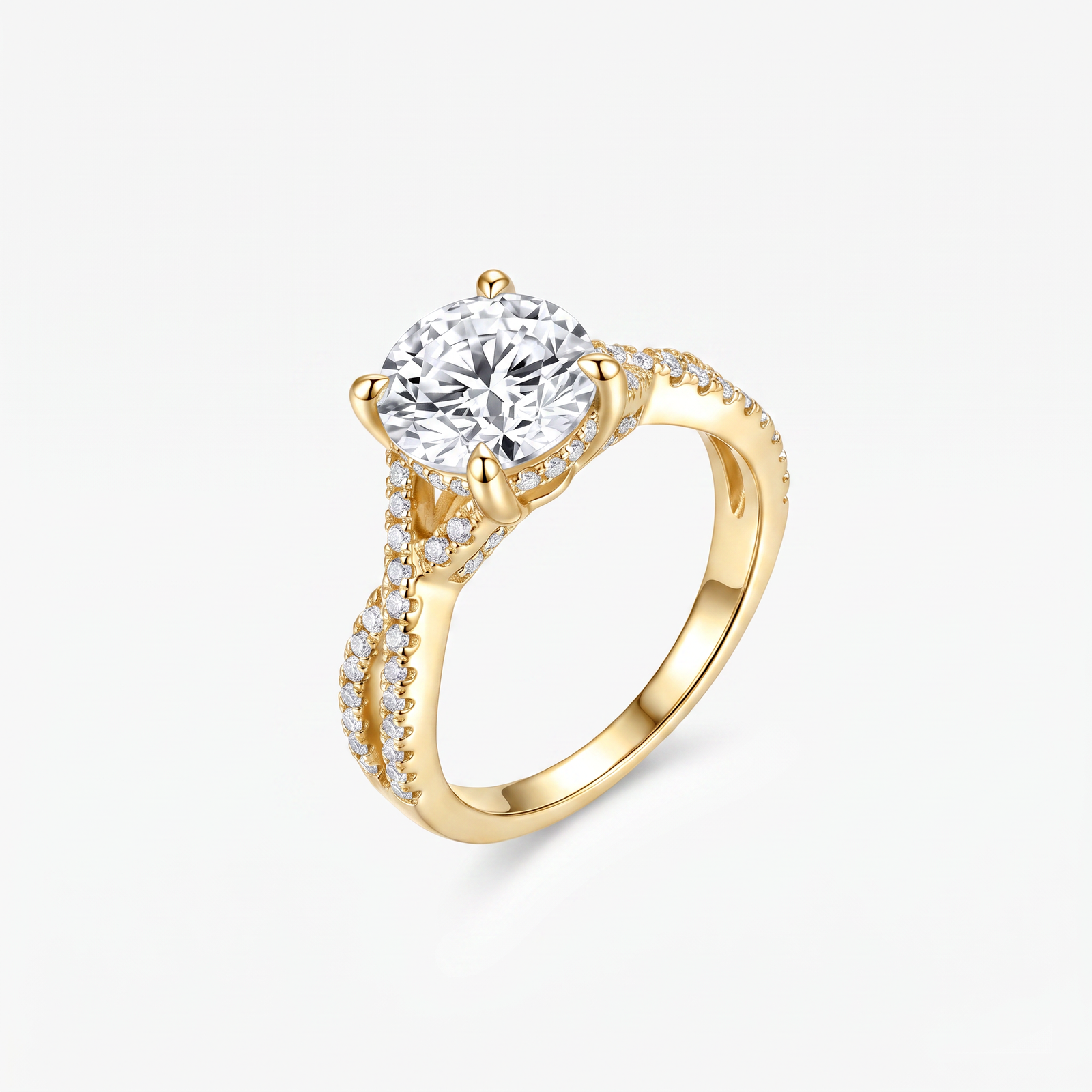 Round Moissanite Infinity Twist Ring