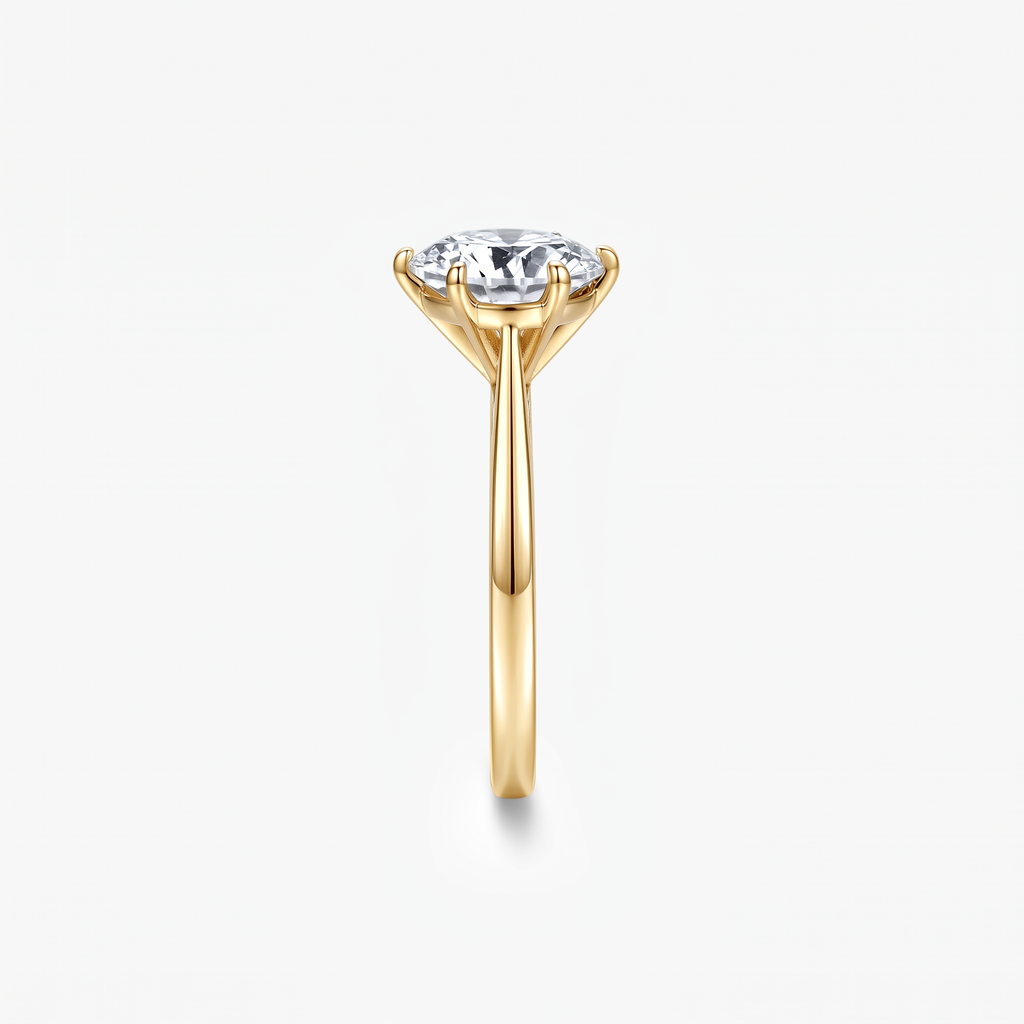 Round Moissanite Six Prong Solitaire Ring
