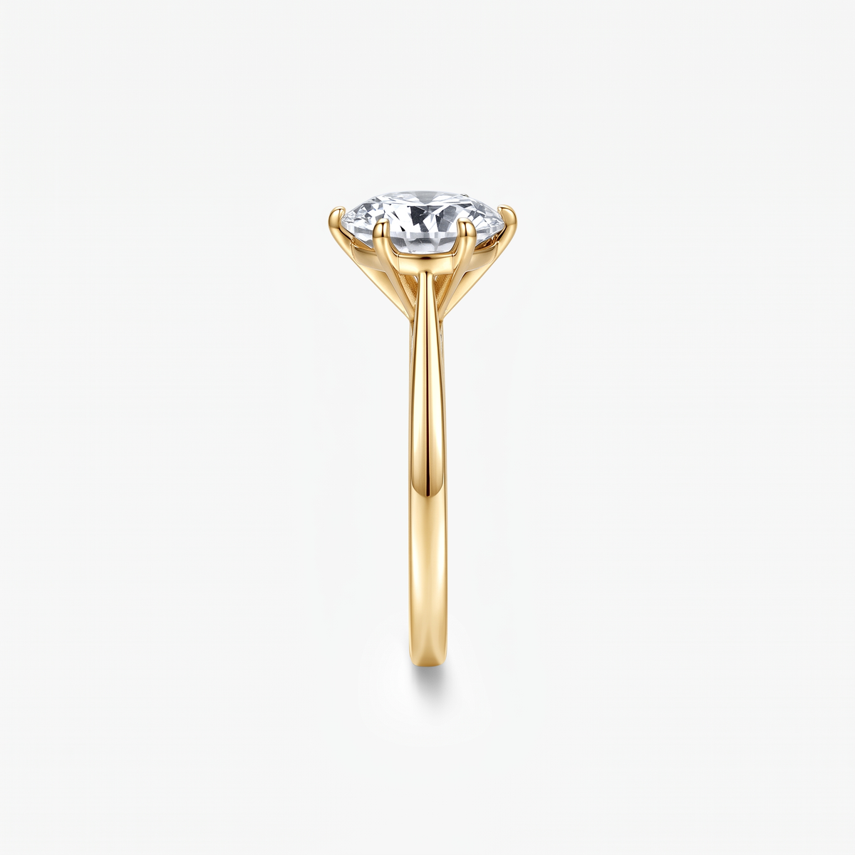 Round Moissanite Six Prong Solitaire Ring