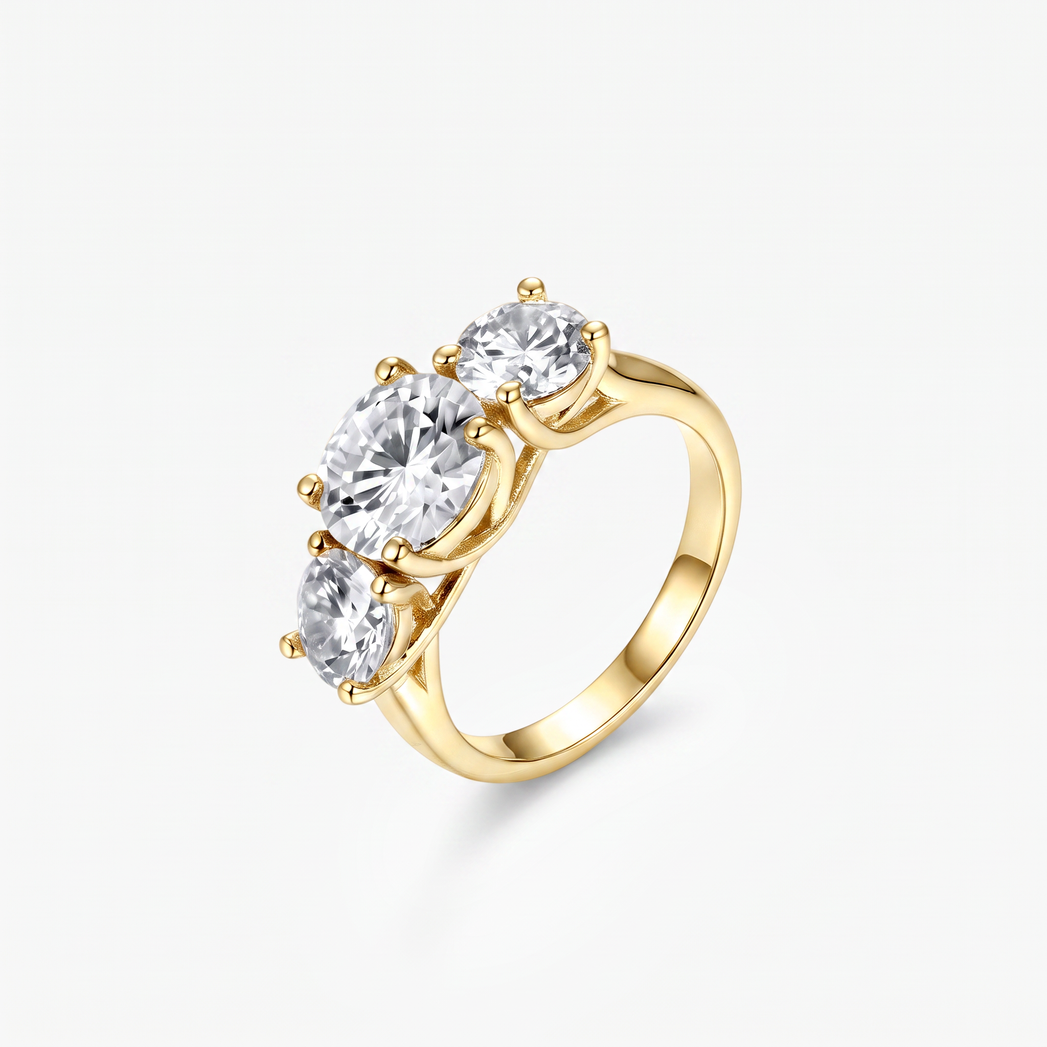 Round Moissanite Three Stone Ring