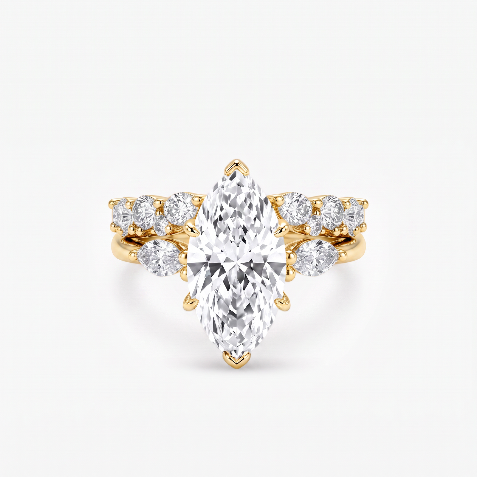 Marquise Moissanite Bridal Ring Set